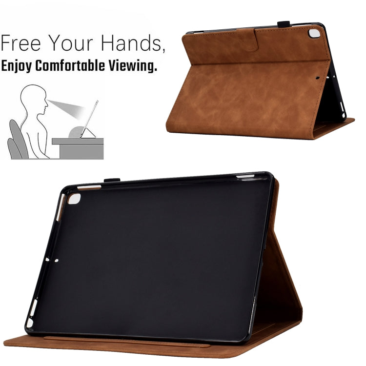 For iPad 10.2 / Air 10.5 2019 Embossed Smile Flip Tablet Leather Smart Case(Brown) by buy2fix