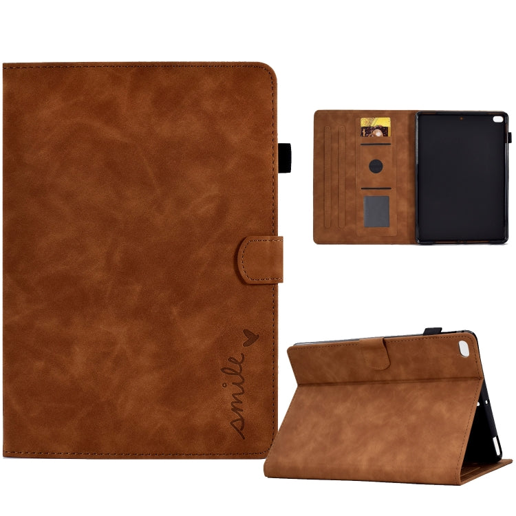 For iPad 9.7 2018&2017 / Air 2 / Air Embossed Smile Flip Tablet Leather Smart Case(Brown) by buy2fix