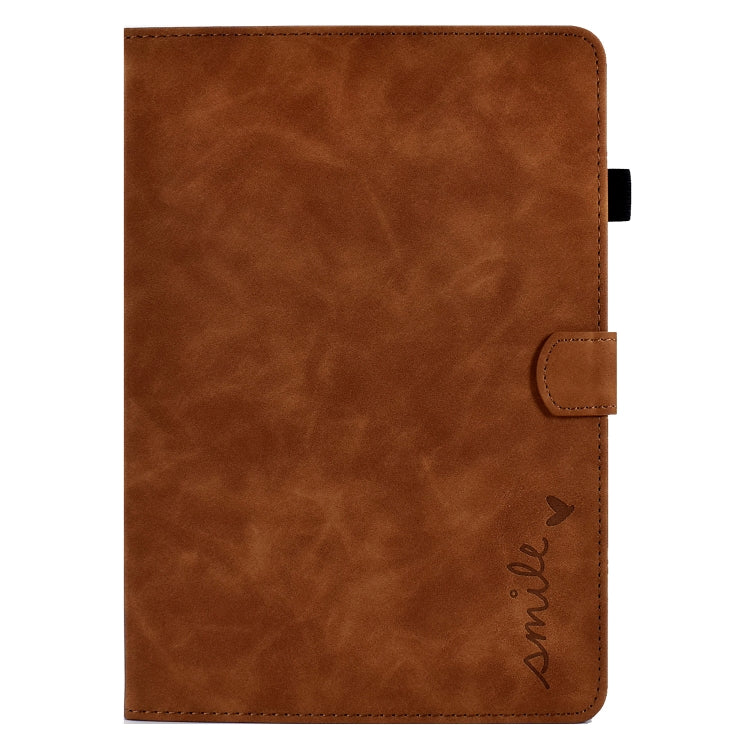 For iPad 9.7 2018&2017 / Air 2 / Air Embossed Smile Flip Tablet Leather Smart Case(Brown) by buy2fix