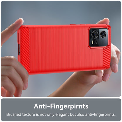 For Motorola Edge 30 Fusion/Moto S30 Pro Brushed Texture Carbon Fiber TPU Phone Case(Red) - Motorola Cases by buy2fix | Online Shopping UK | buy2fix