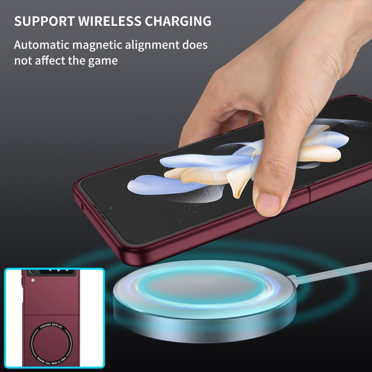For Samsung Galaxy Z Flip4 Magsafe Magnetic Folding PC Phone Case(Wine Red) - Galaxy Z Flip4 5G Cases by buy2fix | Online Shopping UK | buy2fix