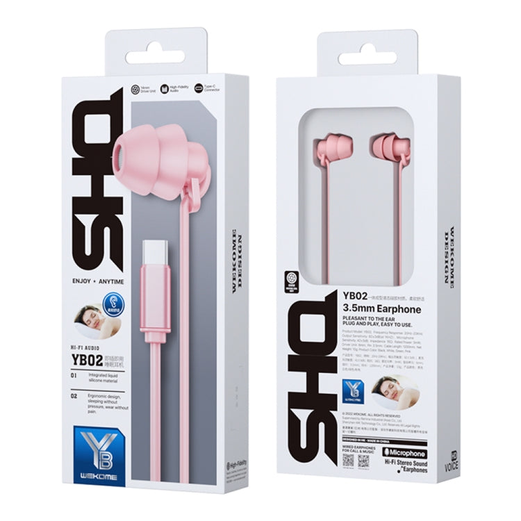 WEKOME YB02 SHQ Series In-Ear Sleep Wired Earphone, Plug Type:Type-C(Pink) - Type-C Earphone by WK | Online Shopping UK | buy2fix