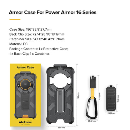 For Ulefone Power Armor 16 Pro Ulefone Back Clip Phone Case with Carabiner(Black) - Ulefone Cases by Ulefone | Online Shopping UK | buy2fix