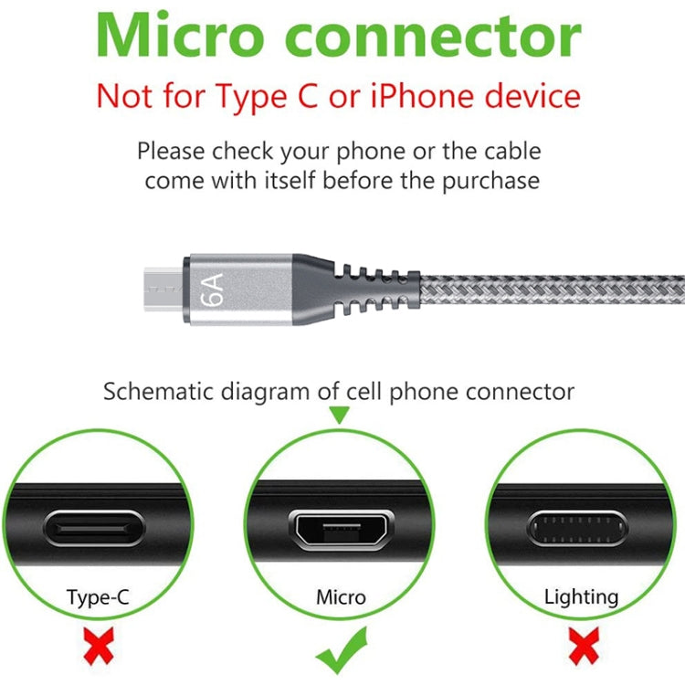 WEKOME WDC-169M Raython Series 6A USB to Micro USB Fast Charge Data Cable Length: 1m(Silver) -  by WK | Online Shopping UK | buy2fix
