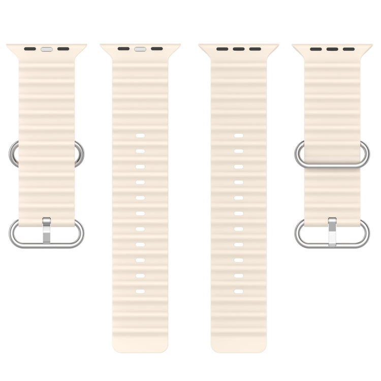 Ocean Silicone Watch Band for Apple Watch Series 8&7 41mm / SE 2&6&SE&5&4 40mm / 3&2&1 38mm (Starlight) by buy2fix
