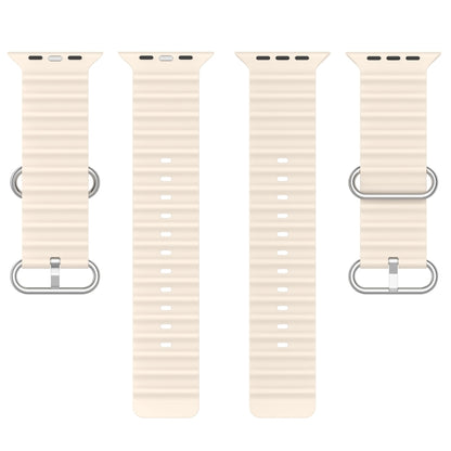 Ocean Silicone Watch Band for Apple Watch Series 8&7 41mm / SE 2&6&SE&5&4 40mm / 3&2&1 38mm (Starlight) by buy2fix