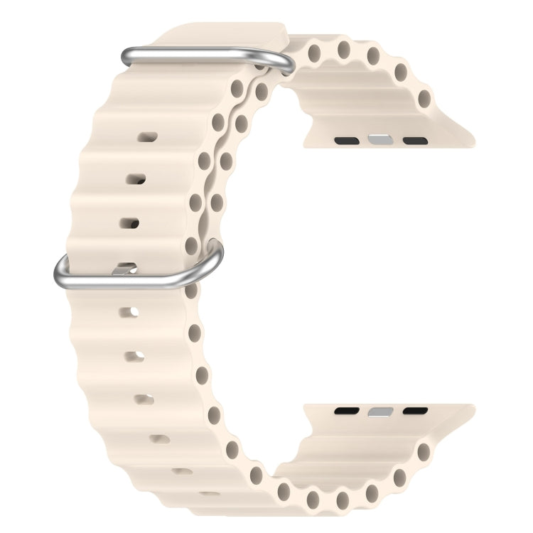 Ocean Silicone Watch Band for Apple Watch Series 8&7 41mm / SE 2&6&SE&5&4 40mm / 3&2&1 38mm (Starlight) by buy2fix