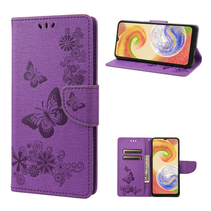 For Samsung Galaxy A04 Butterfly Embossed Horizontal Flip Leather Phone Case(Purple) by buy2fix