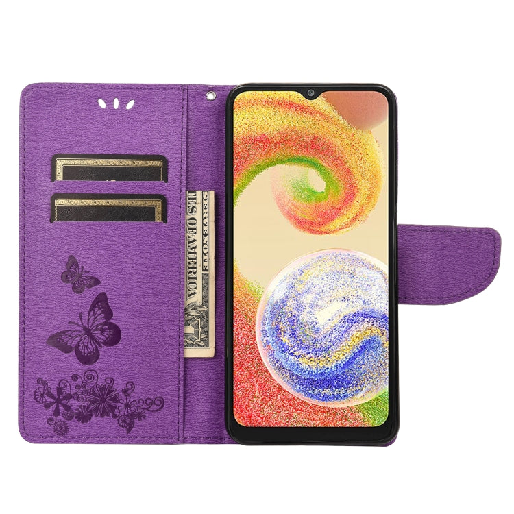 For Samsung Galaxy A04 Butterfly Embossed Horizontal Flip Leather Phone Case(Purple) by buy2fix
