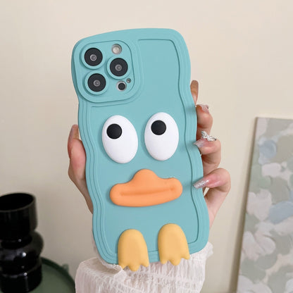 For iPhone 11 Wave Edge Big Duck Silicone Phone Case with Wristband(Blue) by buy2fix