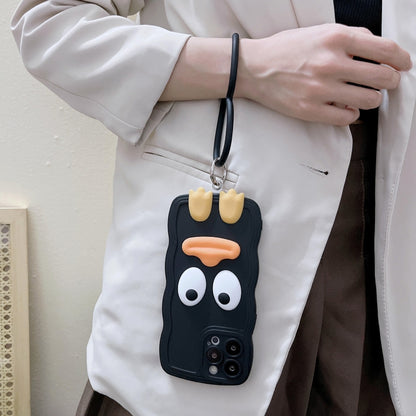 For iPhone 11 Wave Edge Big Duck Silicone Phone Case with Wristband(Blue) by buy2fix