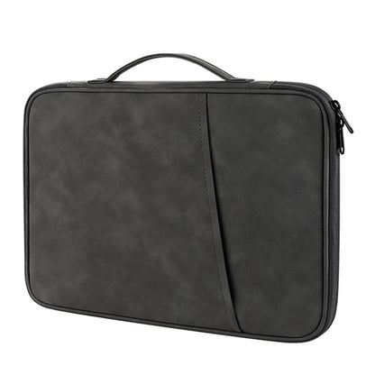 For 9.7-11 inch Laptop Portable Sheepskin Texture Leather Bag(Grey) - 10 - 11 inch by buy2fix | Online Shopping UK | buy2fix