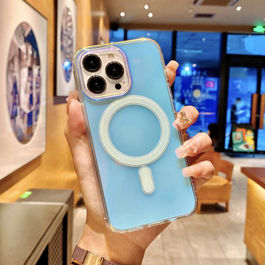 For iPhone 12 / 12 Pro MagSafe Magnetic Color Plated Phone Case(Blue) by buy2fix