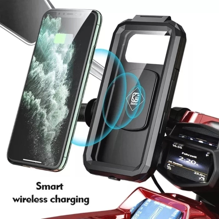 M18S-A2 Motorcycle / Bicycle Rearview Mirror Wireless Charging Waterproof Box Mobile Phone Holder - In Car by buy2fix | Online Shopping UK | buy2fix