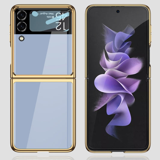 For Samsung Galaxy Z Flip4 GKK Integrated Electroplating Painted Glass Phone Case(Black) by GKK