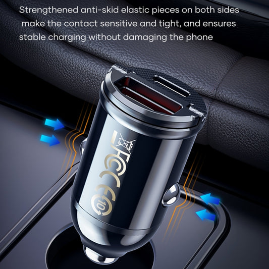 ROCK C13-F H18 Mini Portable Dual Port USB + USB-C / Type-C Car Fast Charger by ROCK