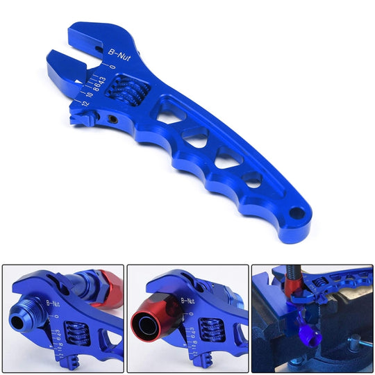 Outil de montage de tuyau de clé en aluminium réglable AN3-AN12 de voiture (bleu)