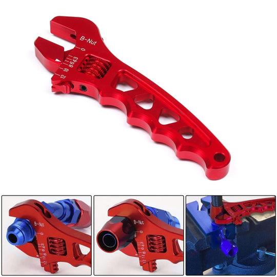 Outil de montage de tuyau de clé en aluminium réglable AN3-AN12 de voiture (rouge)