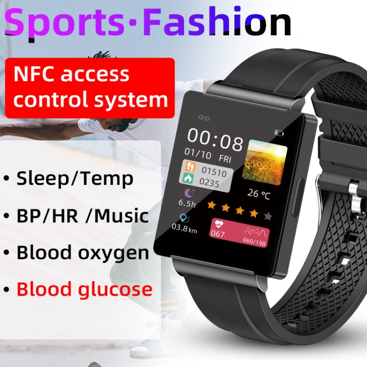 KS01 1.85 Inch Smart Watch Supports Blood Glucose Detection, Blood Pressure Detection, Blood Oxygen Detection(Black) - Smart Wear by buy2fix | Online Shopping UK | buy2fix