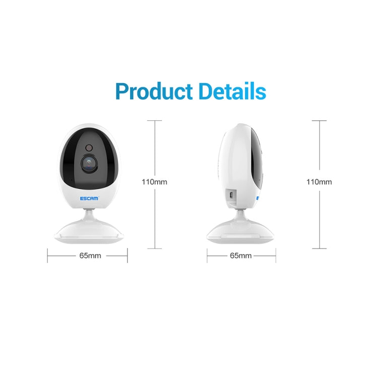 ESCAM QF006 3MP 1296P HD Indoor Wireless PTZ IP Camera IR Night Vision AI Humanoid Detection Home Security CCTV Monitor, Plug Type:AU Plug(White) - Security by ESCAM | Online Shopping UK | buy2fix