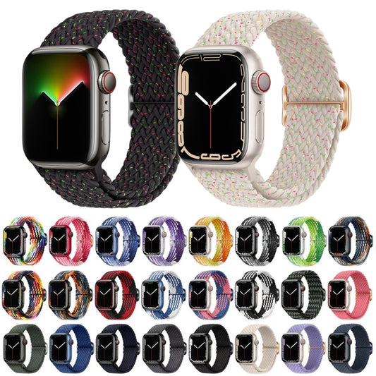 Buckle Nylon Braided Watch Band for Apple Watch Ultra 49mm&Watch Ultra 2 49mm / Series 9&8&7 45mm / SE 3&SE 2&6&SE&5&4 44mm / 3&2&1 42mm(Black) by buy2fix