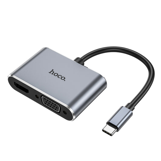 hoco HB30 USB-C / Type-C Multifunction Converter HDTV+VGA+USB3.0+PDHUD(Tarnish) - Computer & Networking by hoco | Online Shopping UK | buy2fix
