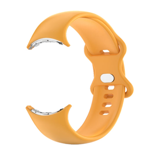 For Google Pixel Watch Single Color Silicone Watch Band Man(Yellow) by buy2fix