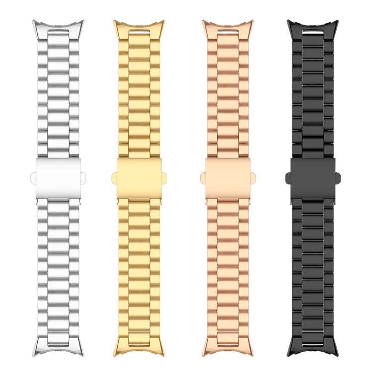 For Google Pixel Watch Three Strains Stainless Steel Metal Watch Band(Rose Gold) by buy2fix