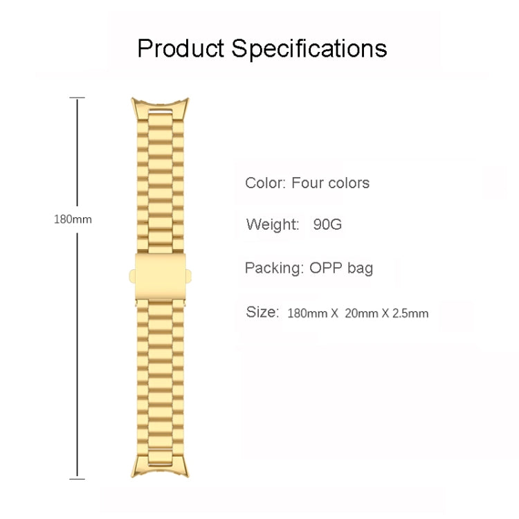For Google Pixel Watch Three Strains Stainless Steel Metal Watch Band(Rose Gold) by buy2fix