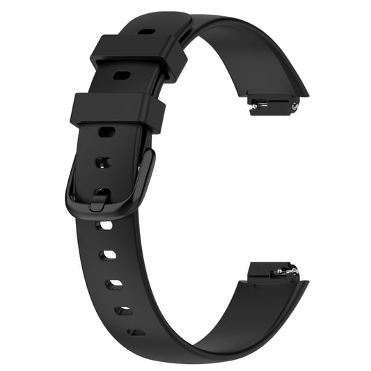 For Fitbit Inspire3 Solid Color Silicone Watch Band, Size:L Size(Black) by buy2fix