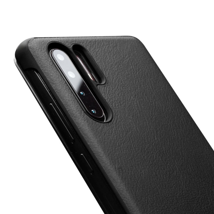 For Huawei P30 Pro QIALINO Genuine Leather Side Window View Smart Phone Case(Black) - Huawei Cases by QIALINO | Online Shopping UK | buy2fix