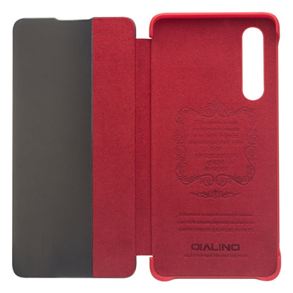 For Huawei P30 QIALINO Genuine Leather Side Window View Smart Phone Case(Red) - Huawei Cases by QIALINO | Online Shopping UK | buy2fix