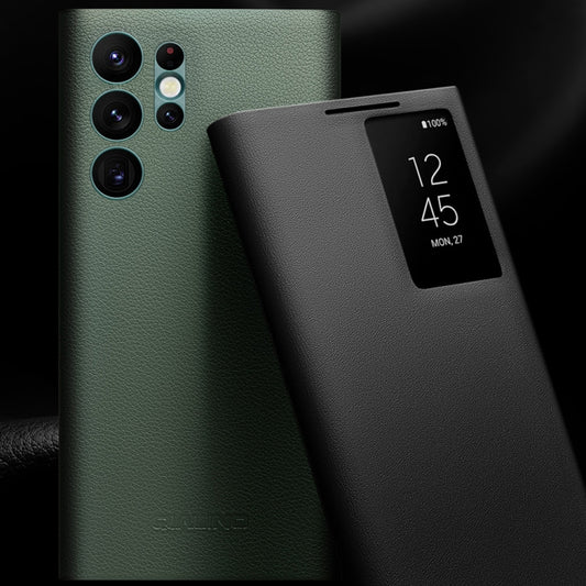 For Samsung Galaxy S22+ 5G QIALINO Magnetic Genuine Leather Phone Case(Green) by QIALINO