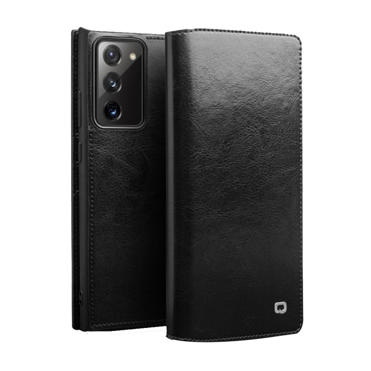 For Samsung Galaxy Note20 QIALINO Genuine Leather Phone Case(Black) - Galaxy S22 5G Cases by QIALINO | Online Shopping UK | buy2fix