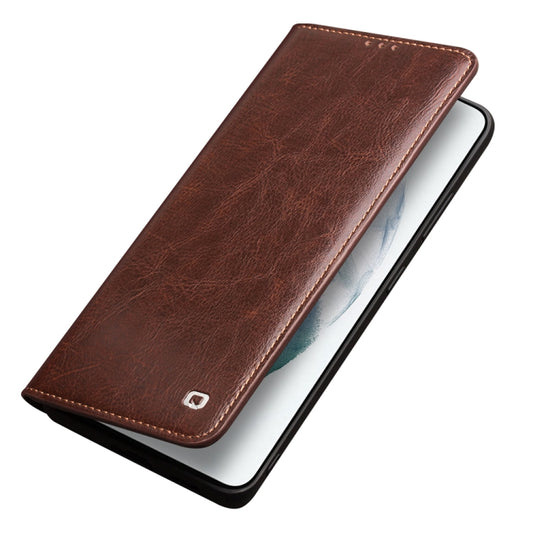 For Samsung Galaxy S21 5G QIALINO Genuine Leather Phone Case(Brown) by QIALINO