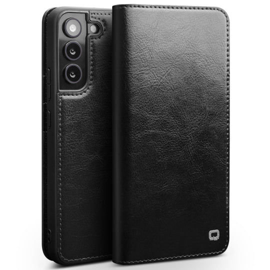 For Samsung Galaxy S22 5G QIALINO Genuine Leather Phone Case(Black)