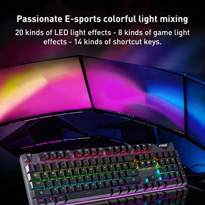 FOREV FVQ302 Mixed Color Wired Mechanical Gaming Illuminated Keyboard(White Purple) - Wired Keyboard by buy2fix | Online Shopping UK | buy2fix