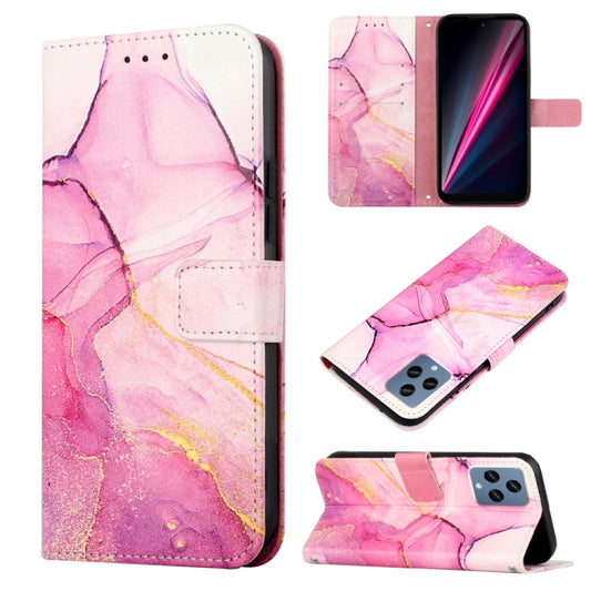 For T-Mobile Revvl 6 5G PT003 Marble Pattern Flip Leather Phone Case(Pink Purple Gold LS001) - More Brand by buy2fix | Online Shopping UK | buy2fix