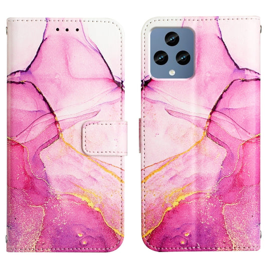 For T-Mobile Revvl 6 5G PT003 Marble Pattern Flip Leather Phone Case(Pink Purple Gold LS001) by buy2fix