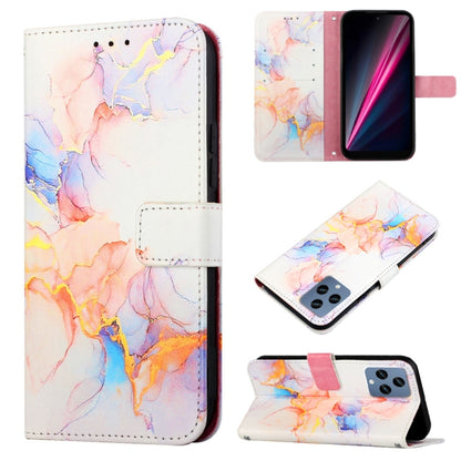 For T-Mobile Revvl 6 5G PT003 Marble Pattern Flip Leather Phone Case(Galaxy Marble White LS004) - More Brand by buy2fix | Online Shopping UK | buy2fix