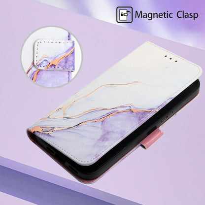 For T-Mobile Revvl 6 5G PT003 Marble Pattern Flip Leather Phone Case(White Purple LS006) - More Brand by buy2fix | Online Shopping UK | buy2fix