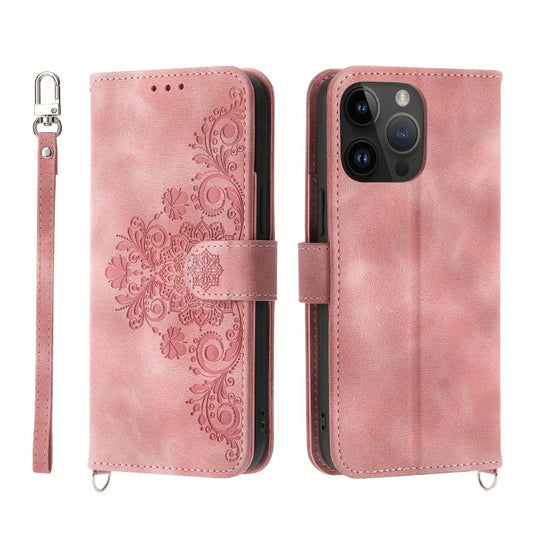 For iPhone 11 Pro Max Skin-feel Flowers Embossed Wallet Leather Phone Case(Pink) by buy2fix