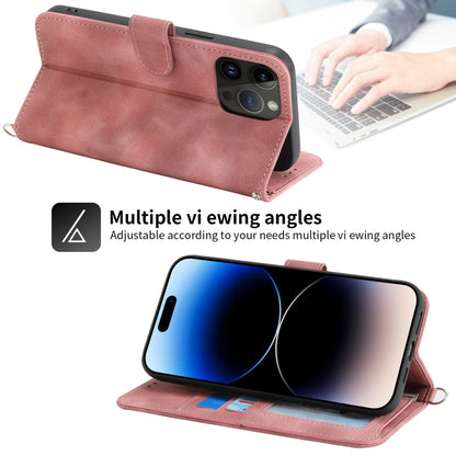 For iPhone 11 Pro Max Skin-feel Flowers Embossed Wallet Leather Phone Case(Pink) by buy2fix