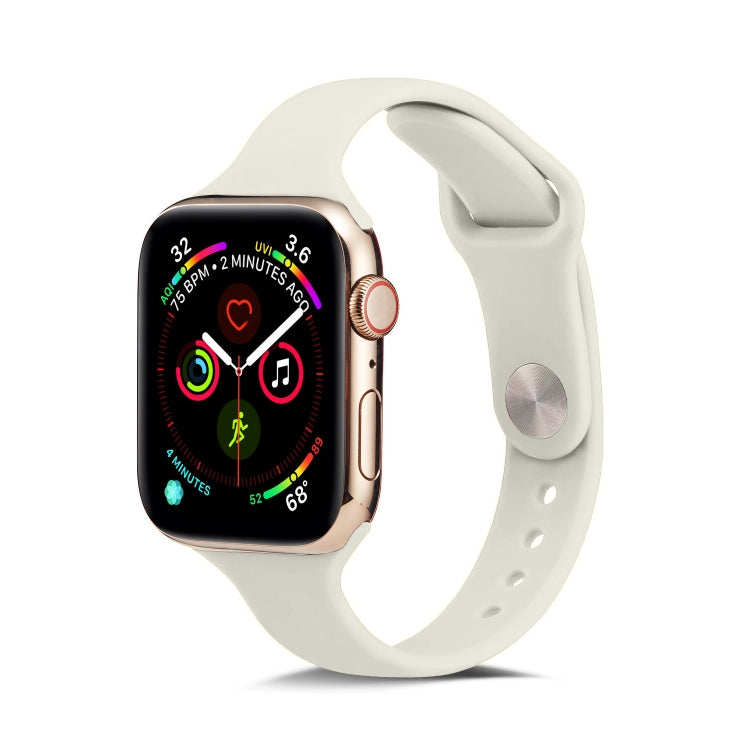 For Apple Watch 5/4 40mm & 3/2/1 38mm Thin Silicone Watch Band(Creamy-white) by buy2fix