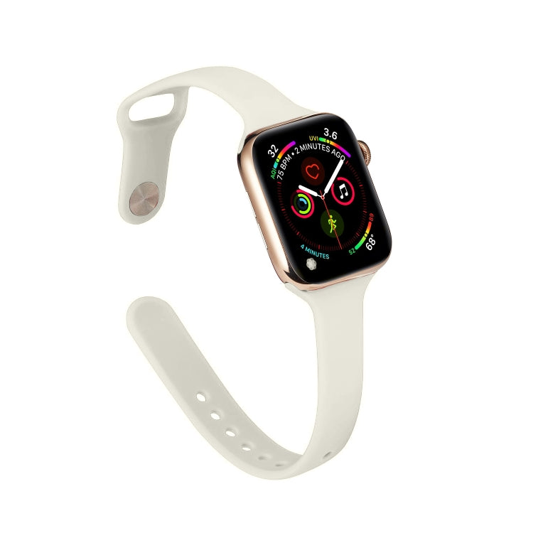 For Apple Watch 5/4 40mm & 3/2/1 38mm Thin Silicone Watch Band(Creamy-white) by buy2fix