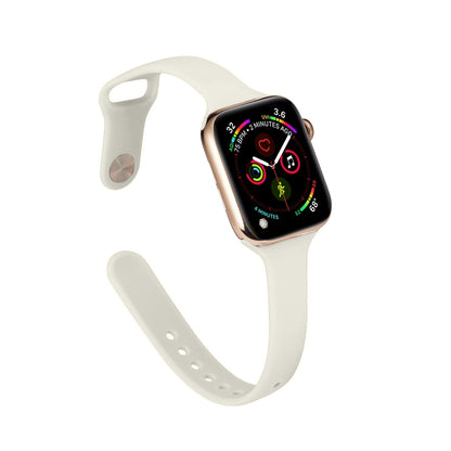 For Apple Watch 5/4 40mm & 3/2/1 38mm Thin Silicone Watch Band(Creamy-white) by buy2fix