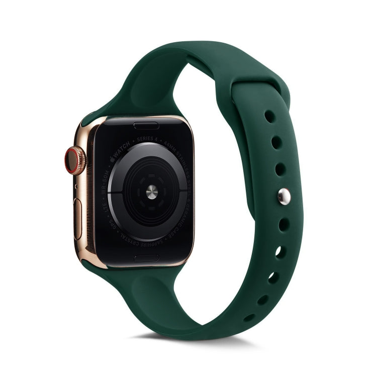 For Apple Watch 5/4 40mm & 3/2/1 38mm Thin Silicone Watch Band(Deep Green) by buy2fix