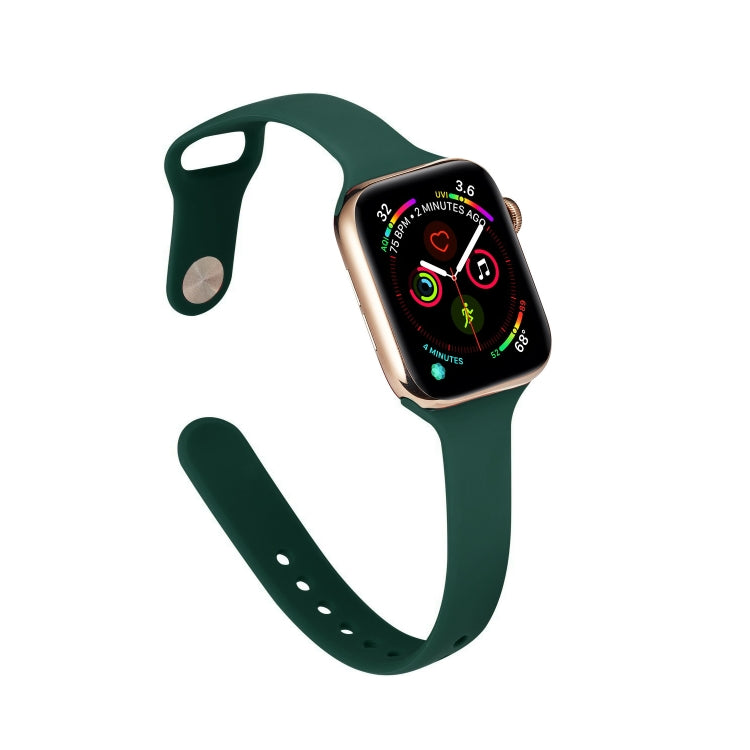 For Apple Watch 5/4 40mm & 3/2/1 38mm Thin Silicone Watch Band(Deep Green) by buy2fix