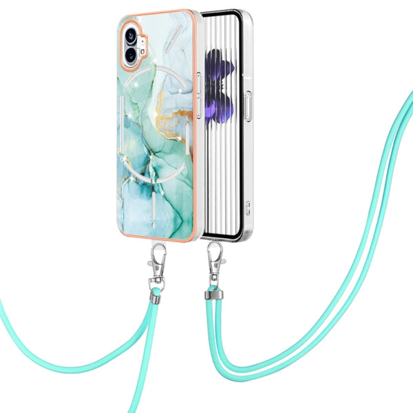 For Nothing Phone 1 Electroplating Marble Pattern TPU Phone Case with Lanyard(Green 003) by buy2fix