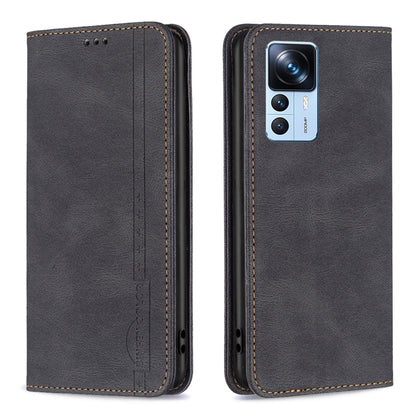 For Xiaomi 12T / 12T Pro / Redmi K50 Ultra Magnetic RFID Blocking Anti-Theft Leather Phone Case(Black) - Xiaomi Cases by buy2fix | Online Shopping UK | buy2fix